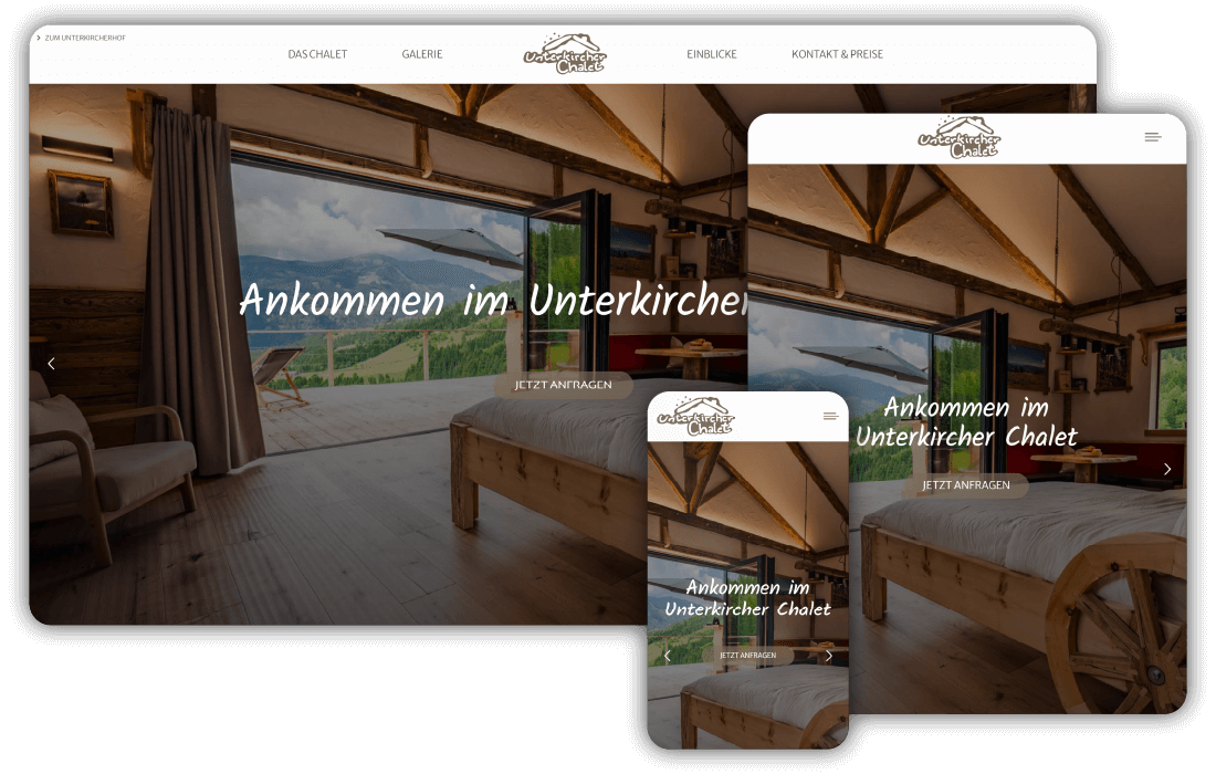 Mockup Website Unterkircher Chalet