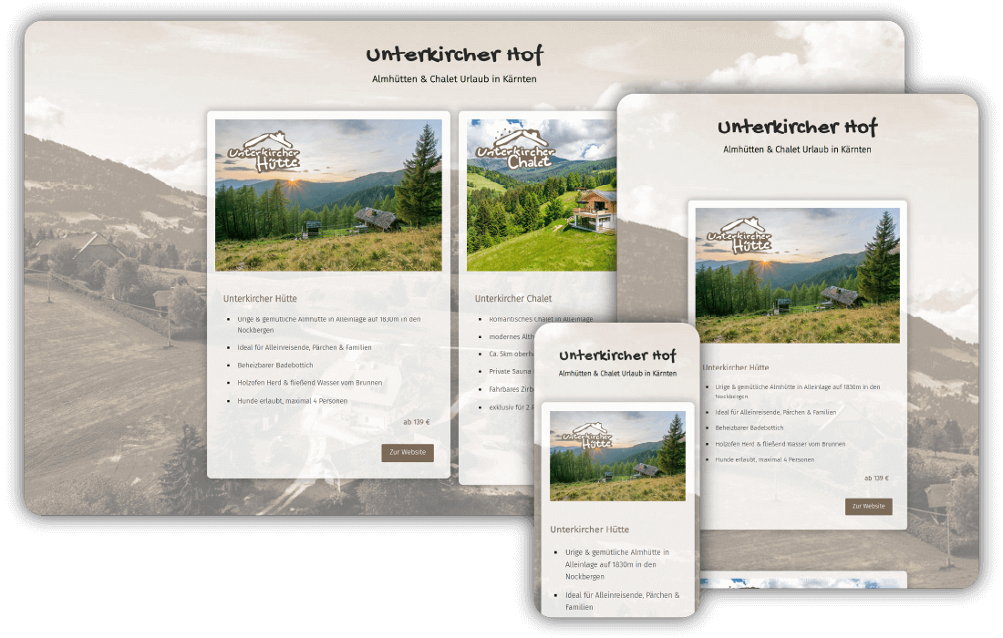 Mockup Website Unterkircher Hof